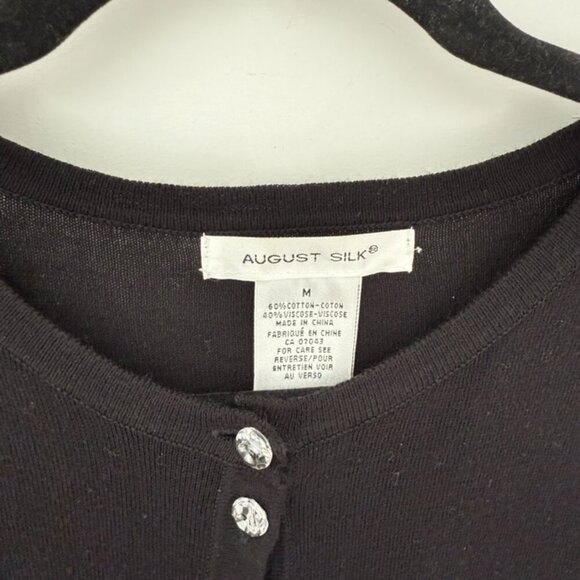 August Silk Black Cardigan with Crystal Buttons - Picture 2 of 2